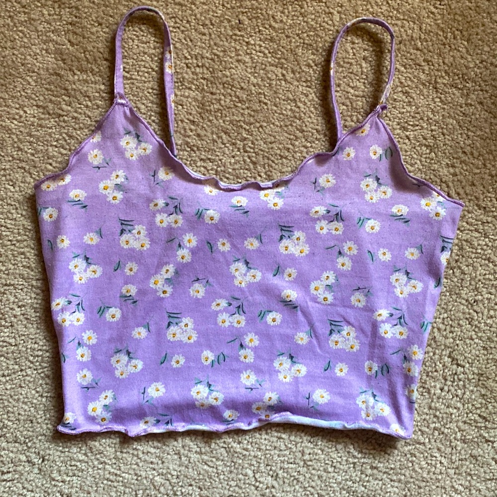 Beautiful Purple with white flowers Tank top